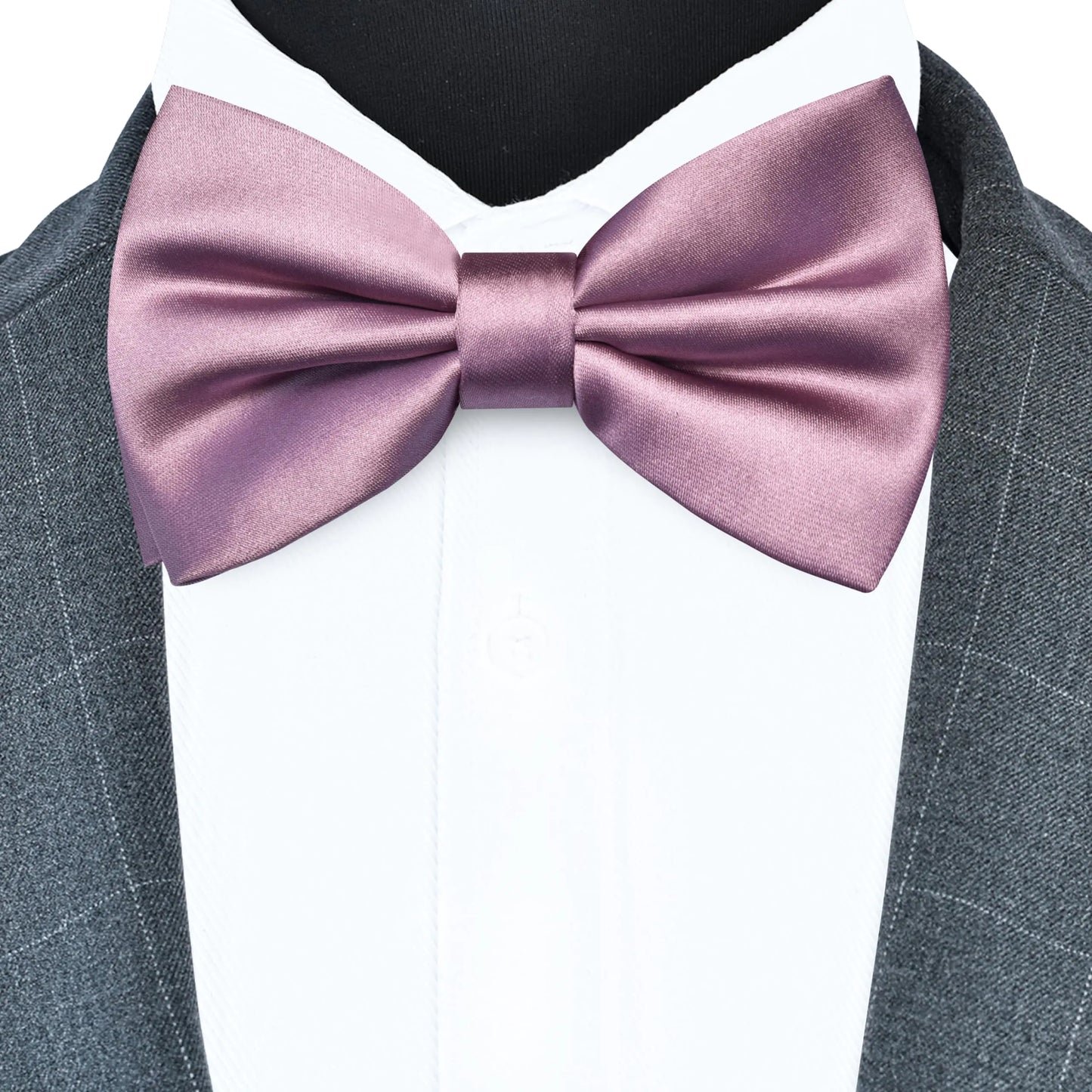 Branduce Solid Color Pre-tied Bow Tie Quality Adjustable Bowtie for Men Party Wedding Dusty Rose